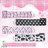 4 Rolls Cow Print Wired Ribbon, 24 Yard, 2.5 Inch, Pink Black and White Striped for DIY Crafts