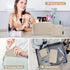 MAGEFY Makeup Bag for Purse, 2 Pcs Corduroy Cosmetic Bag for Girls Women, Small Travel Pouch with Zipper (Beige)