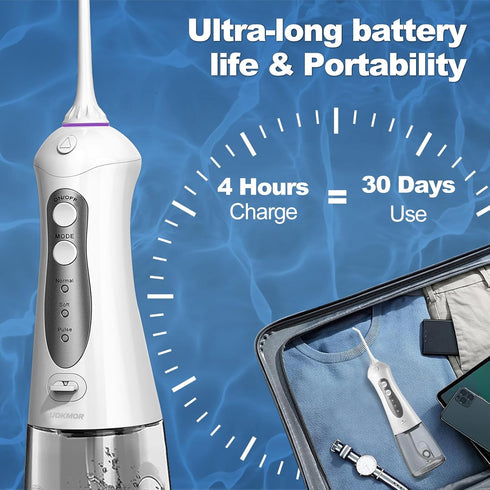 Cordless Water Flosser for Teeth: Portable Dental Oral Irrigator for Travel, 300ML Cleaning Picks