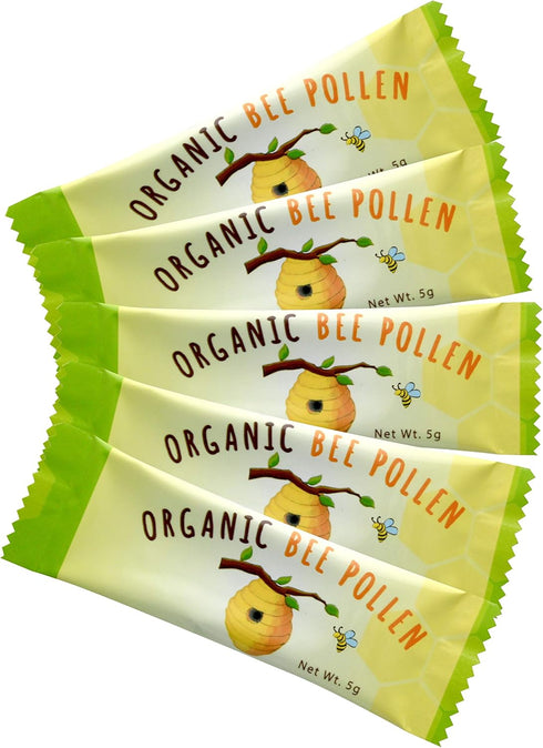Greenbow Organic Bee Pollen - 100% USDA Certified Organic, Non-GMO, Pure & Natural Superfood - 5g x 40 Sticks