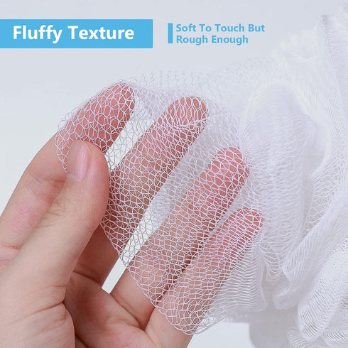 VANZAVANZU Bath Loofah, Large 80g Shower Sponge Body Scrubber Mesh Pouf for Men and Women, Set of 4