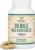 Ox Bile Supplement for No Gallbladder, 1,000mg Per Serving, 120 Capsules for Bile Salt Deficiencies