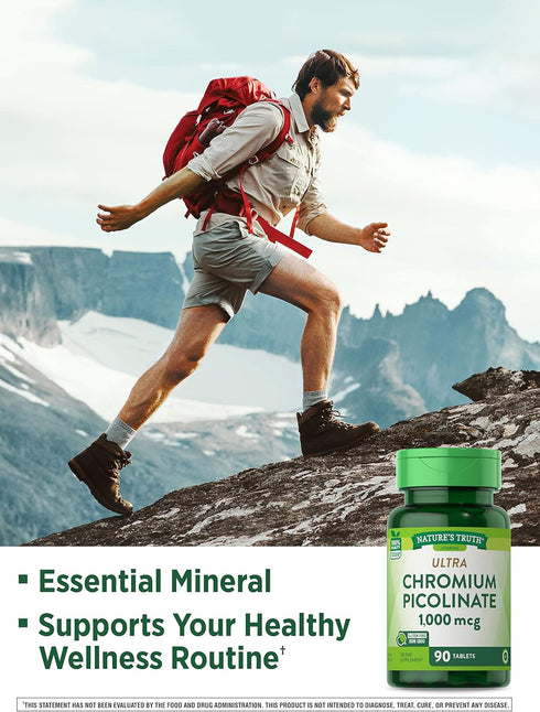 Ultra Chromium Picolinate 1000mcg | 90 Tablets | Vegetarian, Non-GMO & Gluten Free Supplement