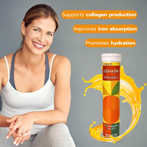Kenashi 1000mg 20 Vitamin C Effervescent Tablets Vitamin with Zinc Potassium Magnesium E Vitamin Vitamina C