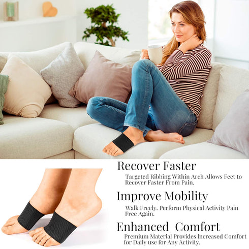 Geyoga 2 Pairs Compression Foot Arch Support for Women and Men, Plantar Fasciitis Arch Support Sleeves Braces