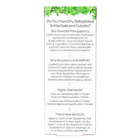Nailtopia Nails are Nourished Kit - Plant-Based Treatment for Dehydrated Brittle Nails & Cuticles, Raspberry Extract