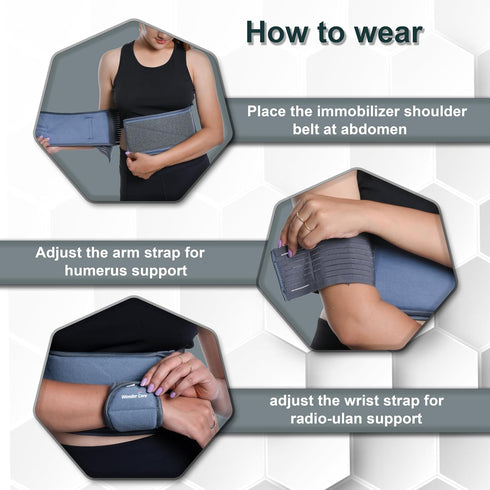 WC Shoulder Support Brace Arm Sling, Youth Shoulder Immobilizer Compression Brace for Rotator Cuff Surgery