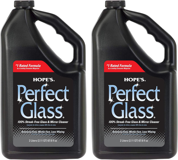 HOPE'S Perfect Glass Cleaner Spray Refill, Streak-Free, Ammonia-Free, 67.6 Ounce, Indoor & Outdoor Glass Surfaces, Pack