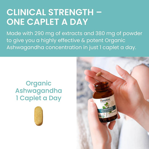 Himalaya Organic Ashwagandha, 60 Day Supply, 670 mg, Herbal Supplement for Stress Relief, Vegan