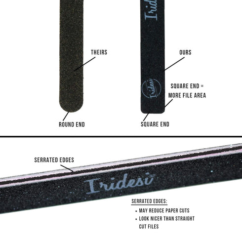 Professional Nail Files Black Washable Emery Boards, 7 Inches Long, 12 Fingernail Files Per Pack (80/100)