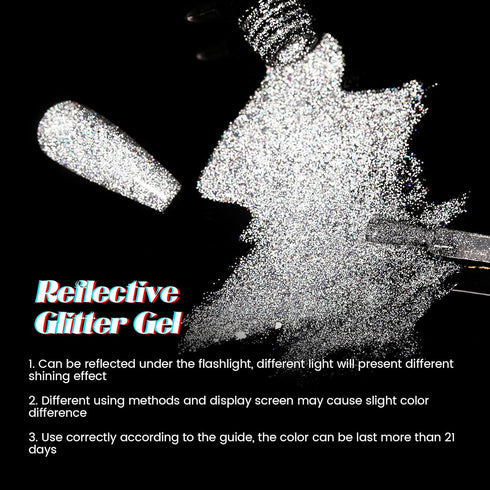UR SUGAR Reflective Glitter Gel Nail Polish, Silver Sparkly Shimmery Gel Polish for Nail Art Manicure DIY