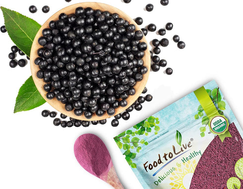 Food to Live - Organic Black Elderberry Powder, 12 Ounces Non-GMO, Great for Baking, Smoothies, Vegan