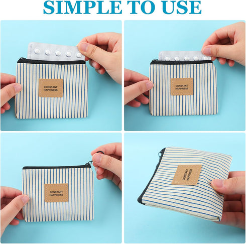 Minatee 2 Packet, 4.7 3.6 Inch Pcs Birth Control Pill x Canvas Wallet Pill Holder Sleeve Pouch with Zipper for Card
