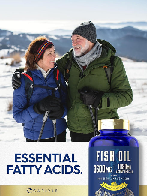 Carlyle Fish Oil 3600mg | 120 Count | 1080mg Omega 3 | Non-GMO and Gluten Free Supplement