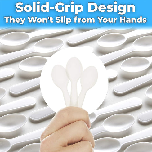 Extra Sturdy 200ct Plastic Tasting Spoons - BPA Free Disposable Mini Tasters for Ice Cream, Sauces & Appetizers