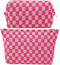 2-Pack Makeup Bag for Women, Large Checkered Knitted Cosmetic Bags & Small Pouch, Travel Toiletry Bag (Pink)