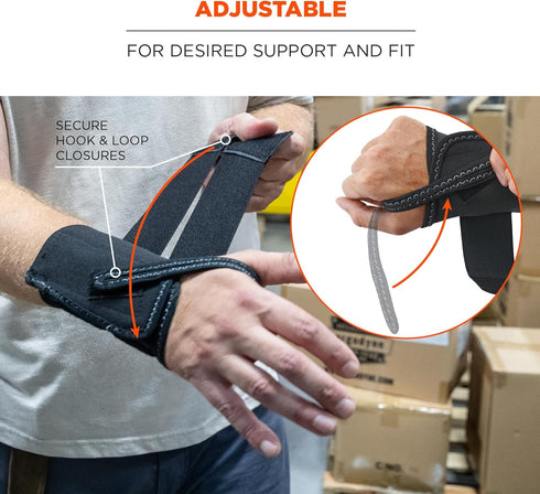 Ergodyne ProFlex 4010 Double-Strap Left Wrist Support, Small, Black