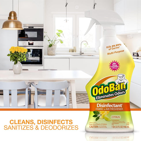 OdoBan Ready-to-Use Disinfectant and Odor Eliminator, Citrus Scent, Set of 2, 32 oz Spray & 1 Gallon Concentrate