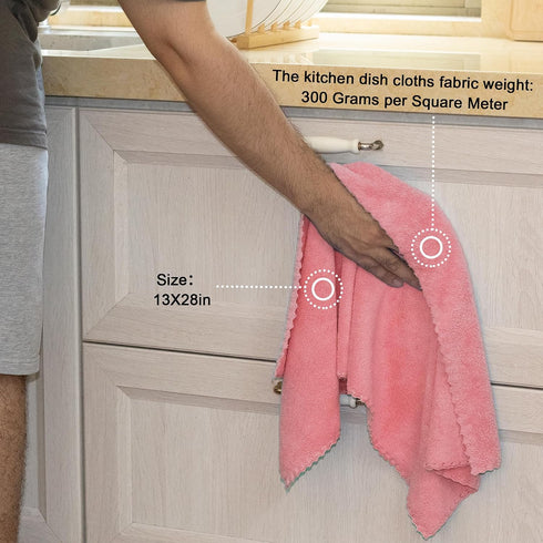 kimteny 13x28 Inches (13x28-6 Pack, Kitchen Cloth Dish Towels, Premium Dishcloths, Super Absorbent Coral Velvet