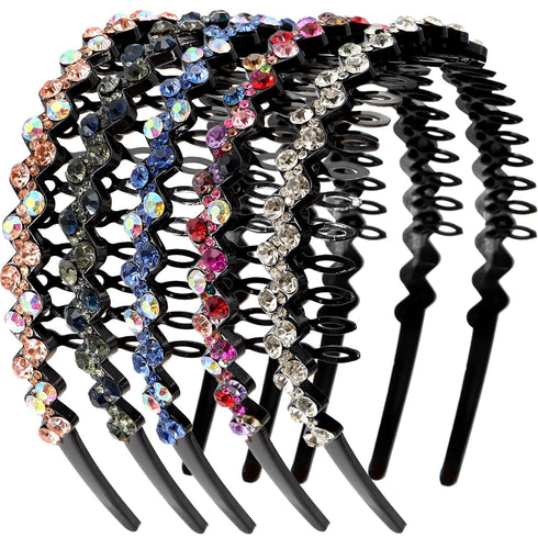 ZOCONE Headbands for Women, 5Pcs Diamond Comb Wave Rhinestone Non Slip Hair Accessories for Girls