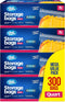 Double Zipper Storage Bags, Quart Size, 300 Count (4 Packs of 75), Reusable Thick Food Storage Bags, Microwave-Safe