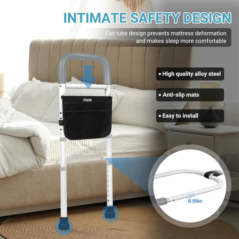Panta Adjustable Bed Rails for Elderly Safety - Grey