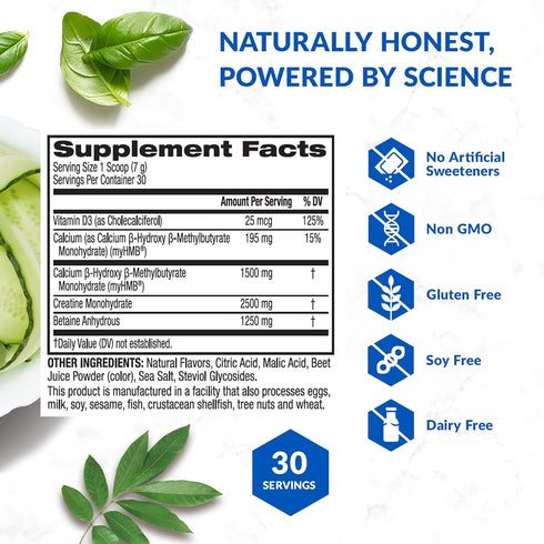 BioTrust Ageless Muscle Builder - Creatine HMB Powder with Vitamin D3 & Betaine, 30 Servings
