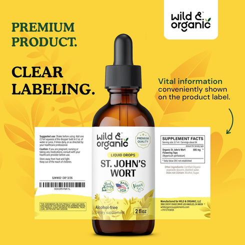 St Johns Wort Tincture - Organic Mood Supplement with Saint John's Wort - 2oz for Calm and Relaxation