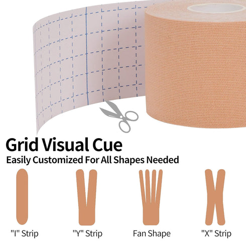 Kinesiology Tape, 4 Rolls K Sports Tape for Knee Support and Muscle Pain Relief, Uncut Physio Tape for Athletes