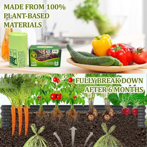 Mazatzal 10-13 0.87 49.21 30 D6400, Gallon Compostable Trash Bags Handle-Tie, Heavy Duty Thick Mil, Liter, Bags, Tall