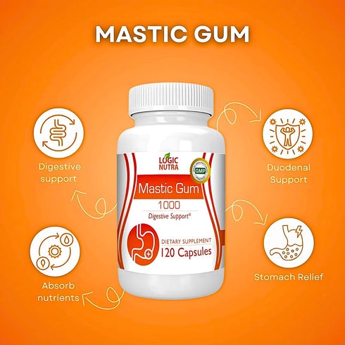 Premium Mastic Gum Capsules - Natural Gastrointestinal Support Supplement, 120 Capsules, 1000mg Per Serving