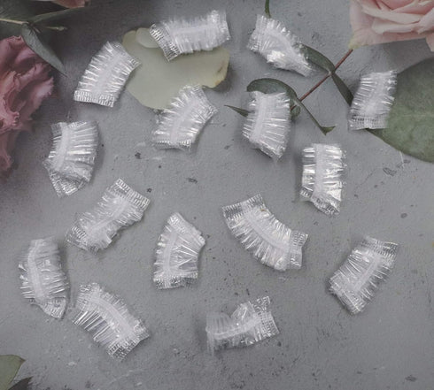 Sowaka 50 Pcs Disposable Clear Elastic Waterproof Ear Cap Protectors for Shower, Hair Dye, Bathing Spa, Home, Hotel,