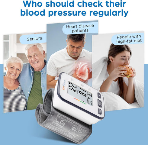 LotFancy Blood Pressure Monitor for Home Use - Digital Wrist BP Machine with Adjustable Cuff & Large LCD Display