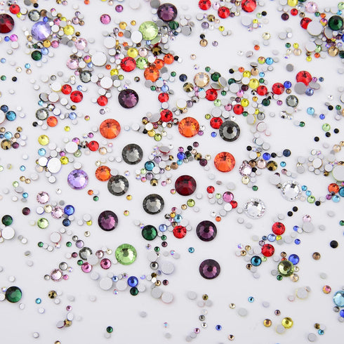 NCB 8000 Pcs Non Hotfix Rhinestones, 10 Sizes Flatback Crystal Glass with Tweezers for Nail Art & Crafts