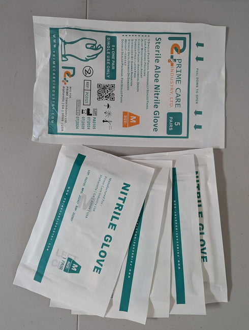 Prime Care 25 Sterile Aloe Nitrile (Box pairs)