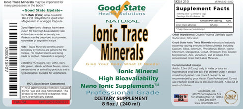 Good State Liquid Ionic Trace Minerals, 8 fl oz (96 servings at 125 mg)