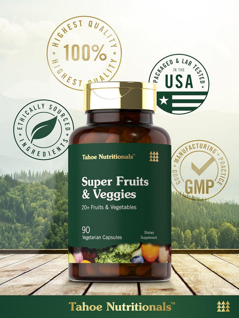Super Fruits and Veggies Capsules, 90 Count, Vegetarian, Non-GMO & Gluten Free