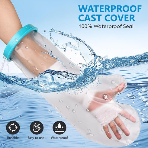 UpGoing Cast Covers for Shower Arm, Waterproof Cast Cover Shower Protector Bag for Wound Arm, Reusable
