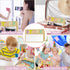 Morcheiong Chenille Letter Bag, Cute Clear Zipper Cosmetic Bag, Portable Multi-purpose Makeup Pouch for Travel (Beige)