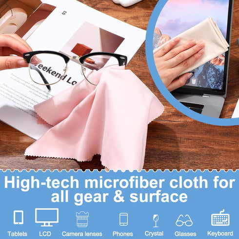 Frienda 12 Pack Large Microfiber Glass Cleaning Cloths - 12 x 12 Inch for Electronics, Glasses, and Screens