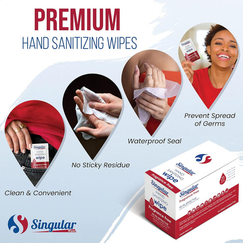 HAND SANITIZING WIPES, Individually Packed Premium Wipes for Travel, Home, Office, 30ct Box, Fragrance Free