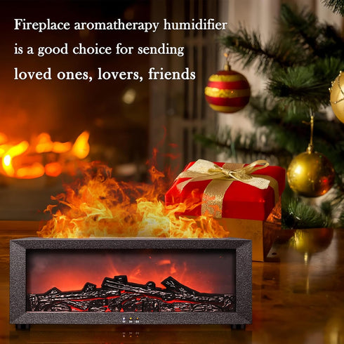 Villelei 7 1/3/5 Fireplace Aroma Diffuser with Remote Control - Color Changing LED Flame Essential Oil Diffuser, Hour