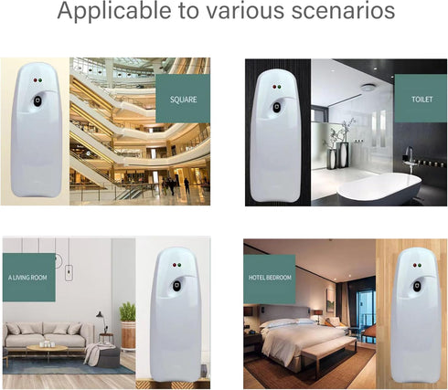 Automatic Air Freshener Dispenser, White | Wall Mounted or Free Standing Adjustable Fragrance Aerosol Spray 300mL