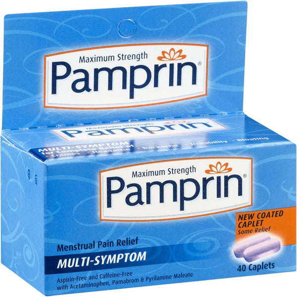 Pamprin Maximum Strength Multi-Symptom Menstrual Relief Tablets - 40-Count Boxes (Pack of 3)