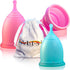 Talisi Menstrual Cups, Set of 2 with Collapsible Silicone Sterilizing Cup for Regular Heavy Flow