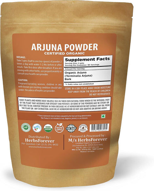 Arjuna Powder – Terminalia Arjuna – Non GMO, Organic, Vegan – 454 Gms