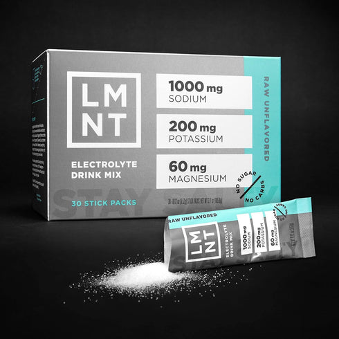 LMNT Zero Sugar Electrolytes - Raw Unflavored Salt Drink Mix, 30-Count