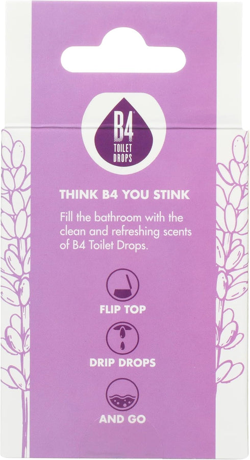 B4 Toilet Drops, 2 Ounce Bottle for Toilet and Bathroom Deodorizer (Lavender Spring)
