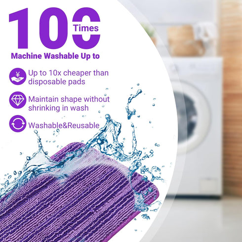Sealuncle 10"- 12" Washable,2-Pack Microfiber Mop Pads for Swiffer Wet Jet Mops, Wet Pads Refills Fit Spray