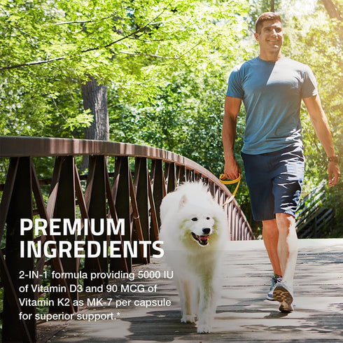 K2 (MK7) D3 5000 D3 90 K2 MK-7 360 Bronson Vitamin with Supplement Non-GMO Formula IU Vitamin & mcg Easy to Swallow D